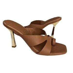 Deltan Women Leather Square Toe Sandals Size 9.5